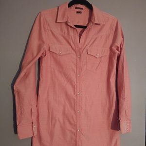 THEORY Button-Down Long-Sleeve Shirt Dress - Sz 8